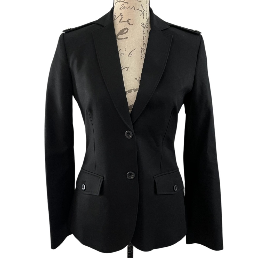 Like New Calvin Klein Classic Double Button Epaulet Shoulder Blazer Black 4